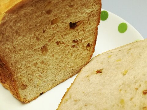 ☆HBで簡単☆クルミ&レーズンのモチフワ食パン♪